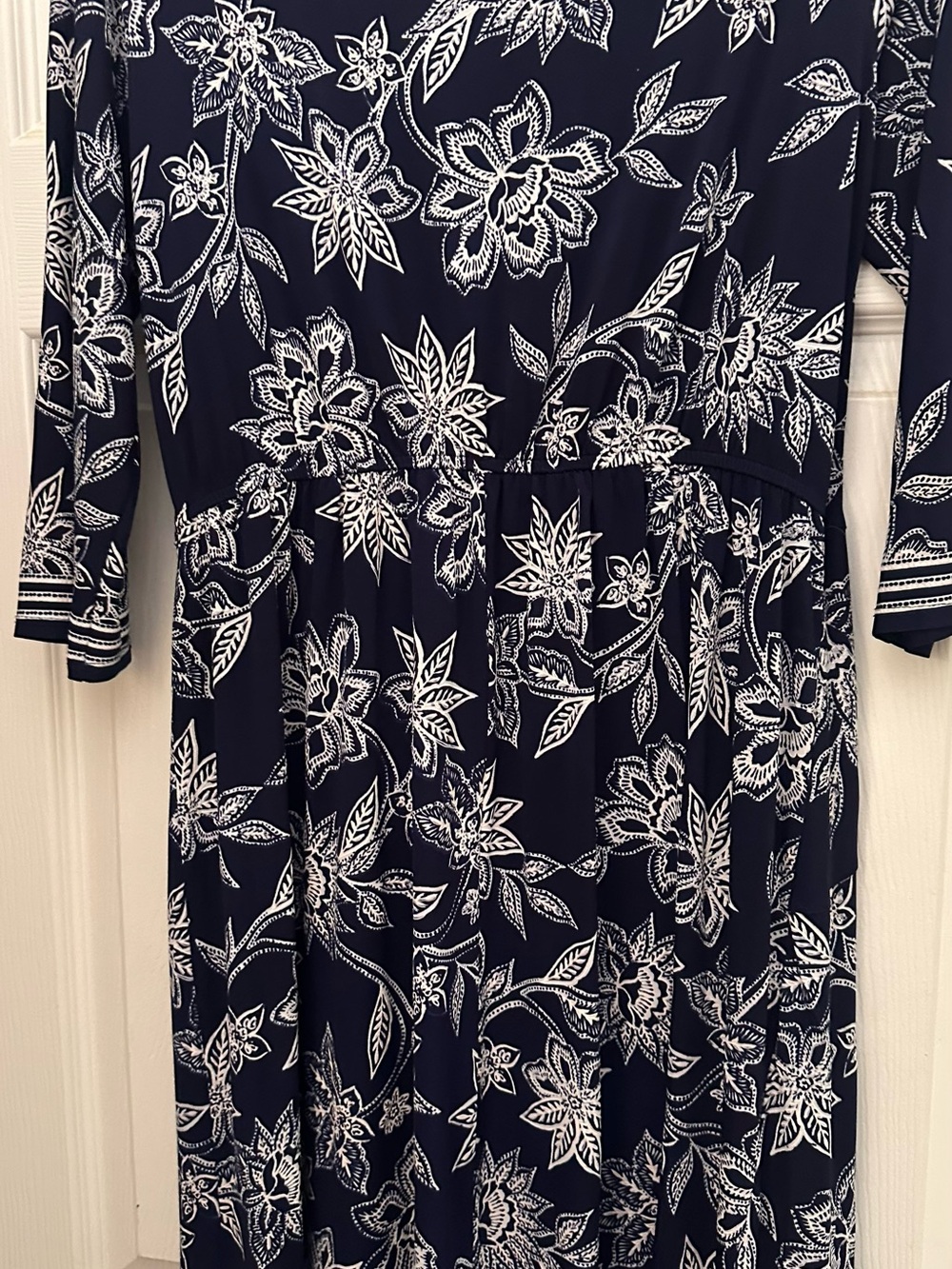 Robbie Bee Navy and White Floral Print Dress